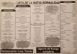Casa Tomás Menu Casa Tomás Menu